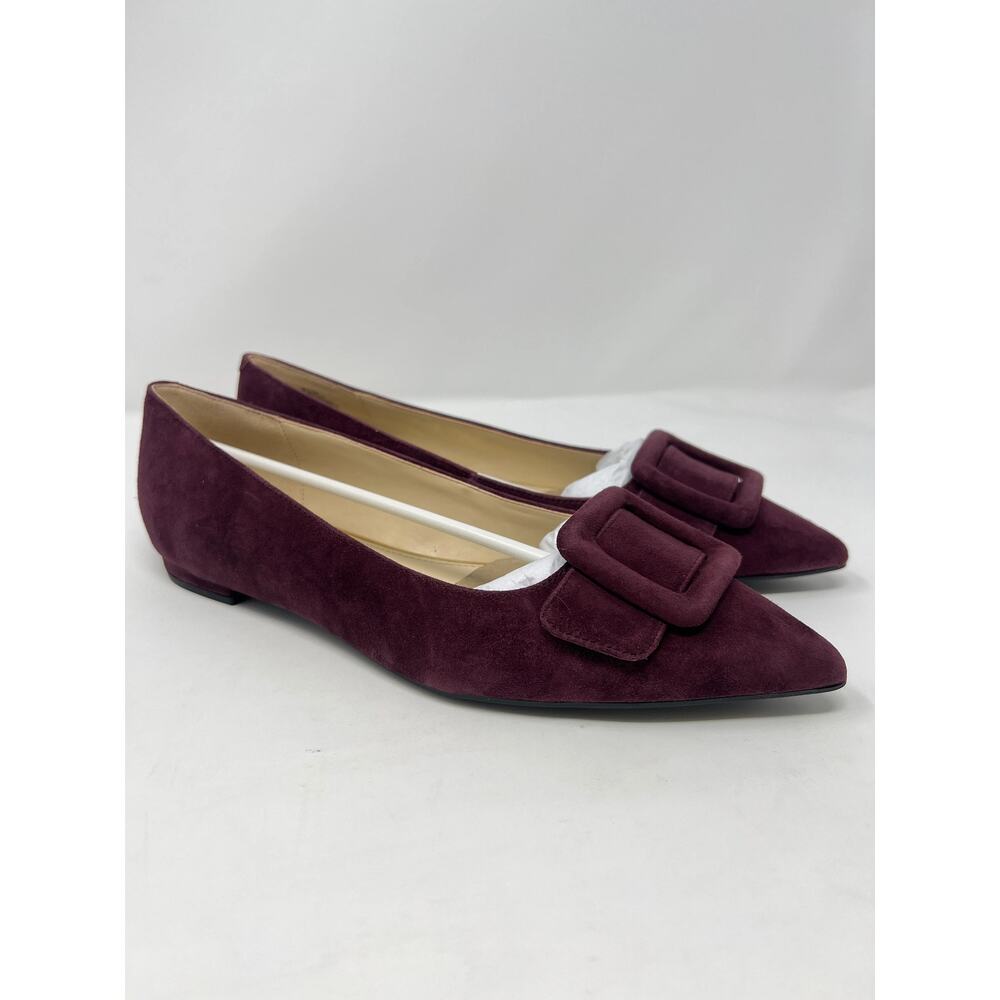 Nine West Women's 9.5M Jesike Burgundy Suede Buckle Flats - Picture 4 of 9